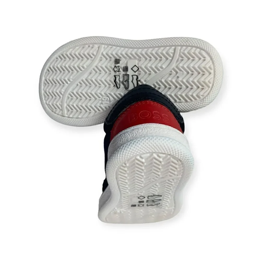 Hugo Boss velcro strap combo navy leather walkers crib shoes, size 19